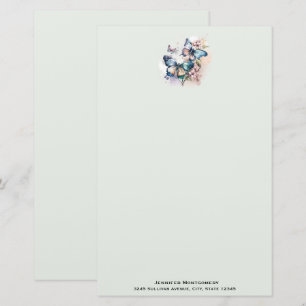 Schöne Schmetterlinge und Blume Briefpapier