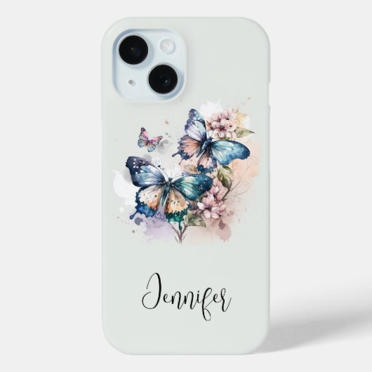 Schöne Schmetterlinge und Blume Case-Mate iPhone Hülle (Rückseite)