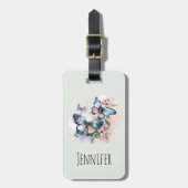 Schöne Schmetterlinge und Blume Gepäckanhänger (Vorderseite vertikal)