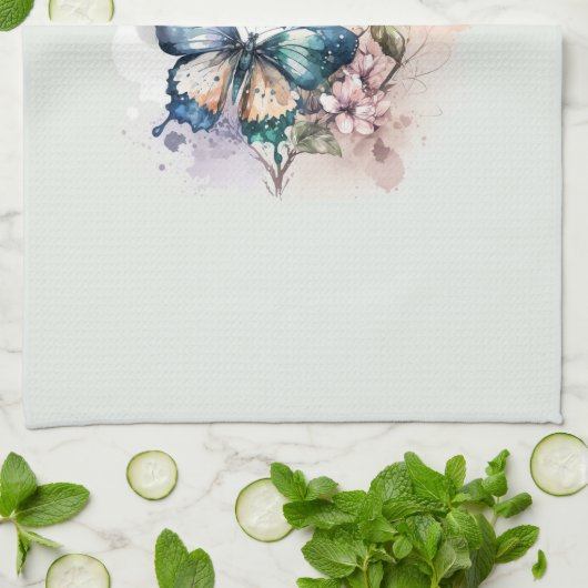 Schöne Schmetterlinge und Blume Geschirrtuch (Gefaltet)