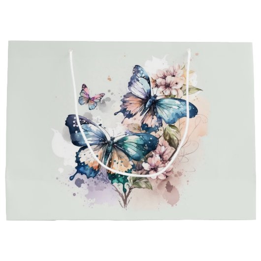 Schöne Schmetterlinge und Blume Große Geschenktüte (Rückseite)