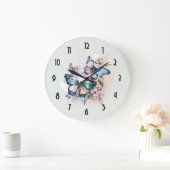 Schöne Schmetterlinge und Blume Große Wanduhr (Zuhause)