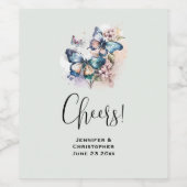 Schöne Schmetterlinge und Blume Hochzeit Weinetikett (Einzelnes Label)