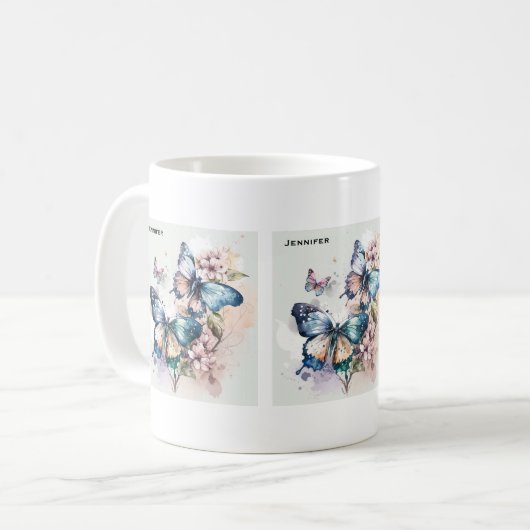 Schöne Schmetterlinge und Blume Kaffeetasse (Vorderseite Links)