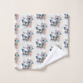 Schöne Schmetterlinge und Blume Muster Badhandtuch Set (Waschlappen)