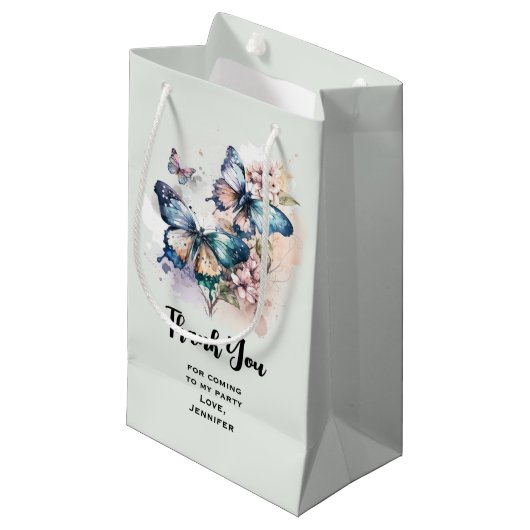 Schöne Schmetterlinge und Blume Party Vielen Dank Kleine Geschenktüte (Vorderseite Schrägansicht)