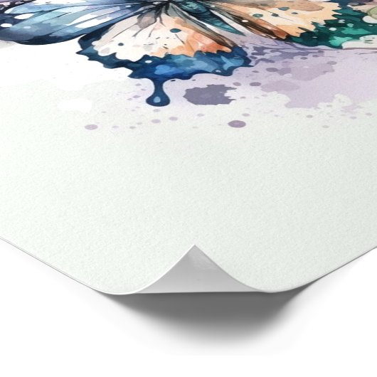 Schöne Schmetterlinge und Blume Poster (Ecke)