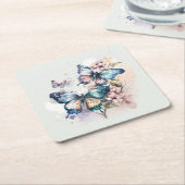 Schöne Schmetterlinge und Blume Rechteckiger Pappuntersetzer (angewinkelt)