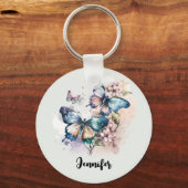Schöne Schmetterlinge und Blume Schlüsselanhänger (Vorderseite)