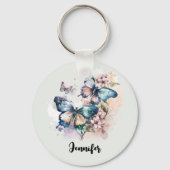 Schöne Schmetterlinge und Blume Schlüsselanhänger (Rückseite)