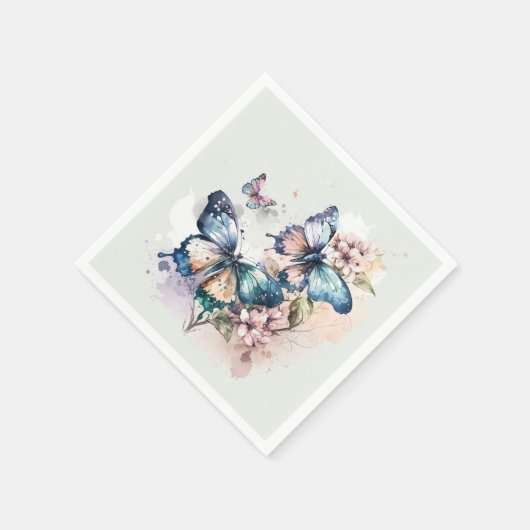 Schöne Schmetterlinge und Blume Serviette (Ecke)
