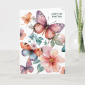 Schöne Schmetterlinge und Blume SORRY FÜR VERLUST Karte (Vorderseite)