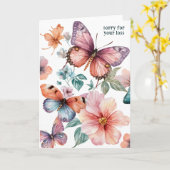 Schöne Schmetterlinge und Blume SORRY FÜR VERLUST Karte (Gelbe Blume)