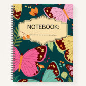 Schöne Schmetterlinge und Blume SpiralNotebook Notizblock (Vorderseite)