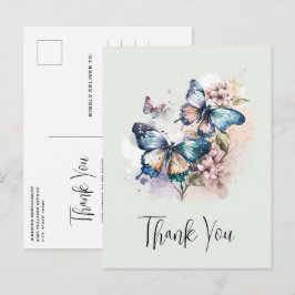 Schöne Schmetterlinge und Blume Vielen Dank Postkarte