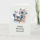 Schöne Schmetterlinge und Blume zum Geburtstag Karte (Vorderseite)