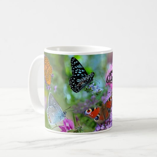 Schöne Schmetterlinge Wilde Blume Liebe Kaffeetasse (Vorderseite Links)