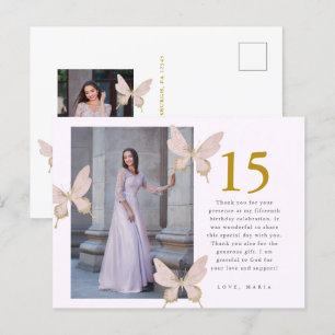 Schöne Schmetterlinge Zwei Foto Quinceanera Danke Postkarte
