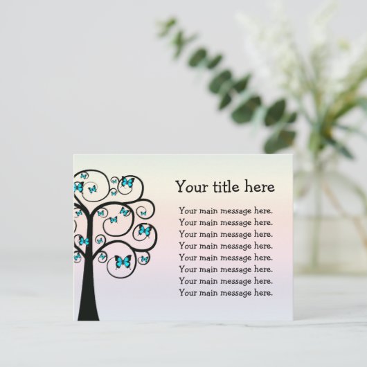 Schöne Schmetterlingsbaum-Postkarte Postkarte (Stehend Vorderseite)