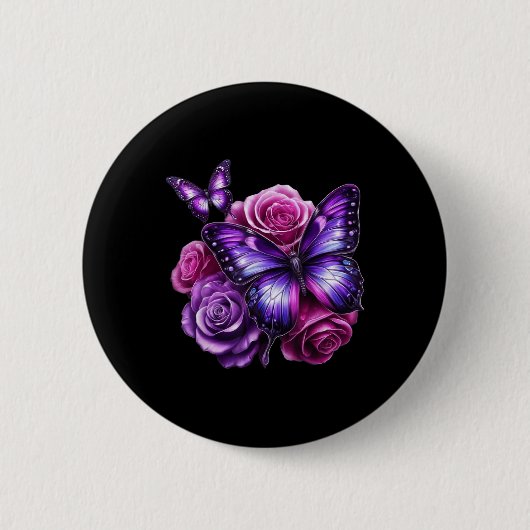 Schöne Schmetterlingslila Rosen Schmetterlingslieb Button (Vorderseite)
