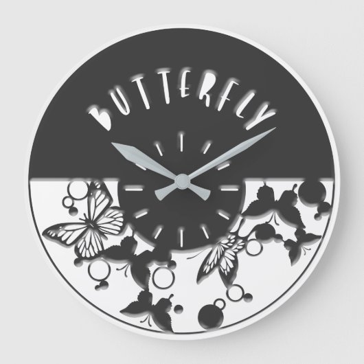 Schöne Schmetterlingswache Große Wanduhr (Vorderseite)