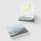 Schöne schneebedeckte Berge Steinuntersetzer (Seitenansicht)