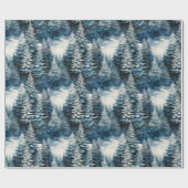 Schöne schneebedeckte Pinienwälder Weihnachten Geschenkpapier (Flach)