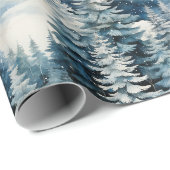 Schöne schneebedeckte Pinienwälder Weihnachten Geschenkpapier (Rolleneckpunkt)
