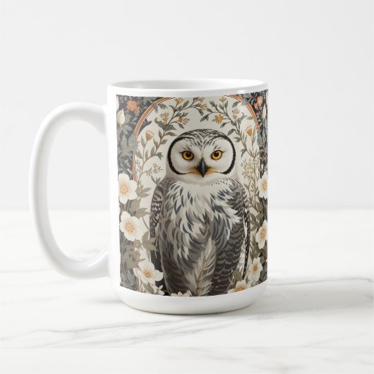 Schöne Schneeeule, inspiriert von William Morris Kaffeetasse (Links)