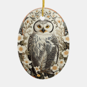 Schöne Schneeeule, inspiriert von William Morris Keramik Ornament