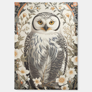 Schöne Schneeeule, inspiriert von William Morris Magnet