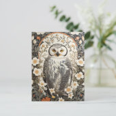 Schöne Schneeeule, inspiriert von William Morris Postkarte (Stehend Vorderseite)