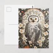 Schöne Schneeeule, inspiriert von William Morris Postkarte (Vorne/Hinten)
