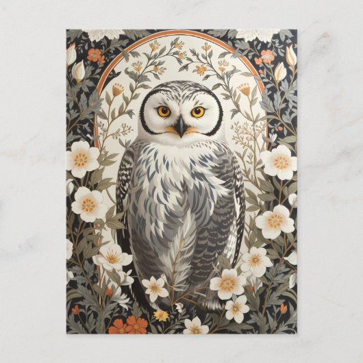 Schöne Schneeeule, inspiriert von William Morris Postkarte (Vorderseite)
