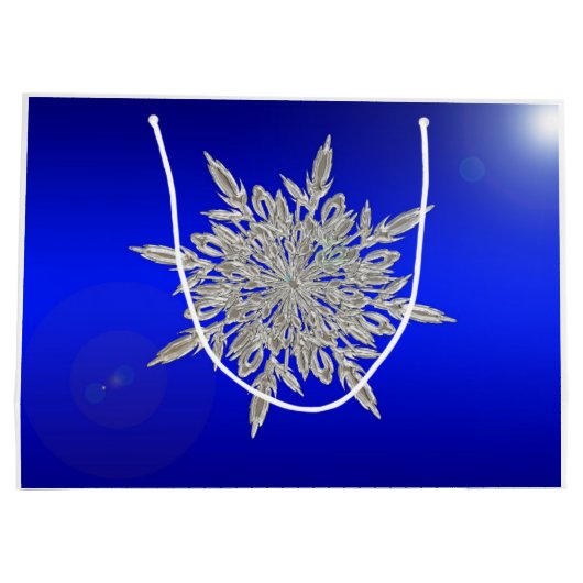 Schöne Schneeflocke Große Geschenktüte (Rückseite)