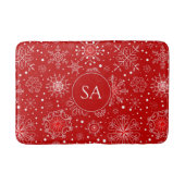 Schöne Schneeflocken am Roten Hintergrund Weihnach Badematte (Vorderseite)