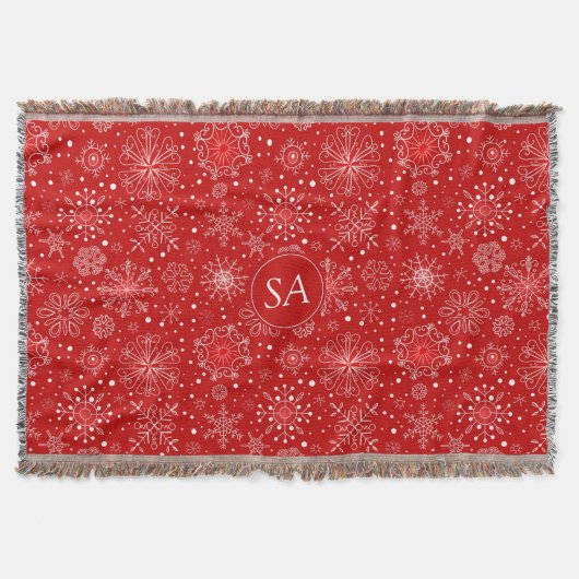 Schöne Schneeflocken am Roten Hintergrund Weihnach Decke (Vorderseite)