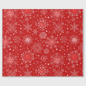 Schöne Schneeflocken am Roten Hintergrund Weihnach Geschenkpapier (Flach)