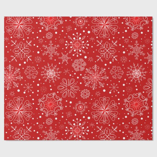 Schöne Schneeflocken am Roten Hintergrund Weihnach Geschenkpapier (Flach)