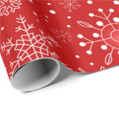 Schöne Schneeflocken am Roten Hintergrund Weihnach Geschenkpapier (Rolleneckpunkt)