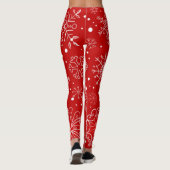Schöne Schneeflocken am Roten Hintergrund Weihnach Leggings (Rückseite)