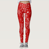 Schöne Schneeflocken am Roten Hintergrund Weihnach Leggings (Vorderseite)