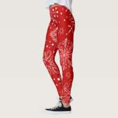 Schöne Schneeflocken am Roten Hintergrund Weihnach Leggings (Links)