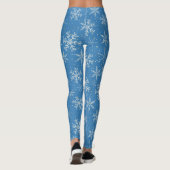 Schöne Schneeflocken auf blauen Leggings (Rückseite)