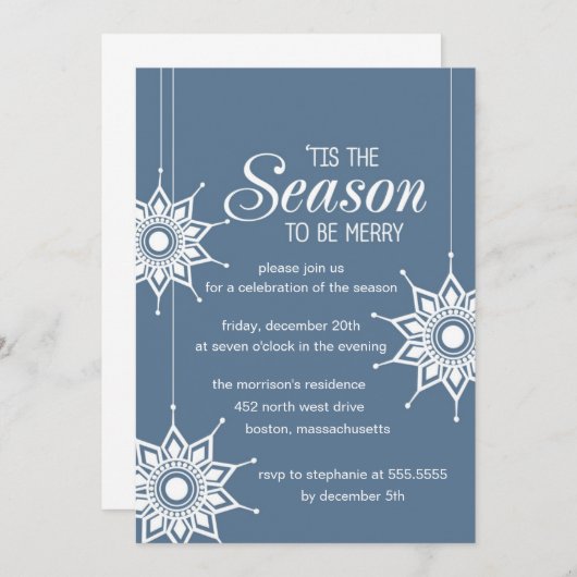 Schöne Schneeflocken - Feierliche Einladung (Vorne/Hinten)