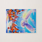 Schöne Schneekugel über Weihnachtsdorf fliegen Puzzle (Horizontal)