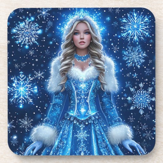 Schöne Schneemädchen Getränkeuntersetzer (Vorderseite)