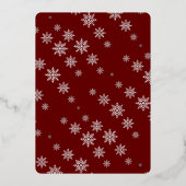 SCHÖNE SCHNEESCHNEE AUF ROTEM HINTERGRUND FOLIENEINLADUNG (Rückseite)