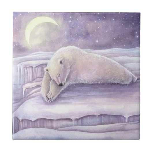 Schöne, schneesichere Polar-Bären-Artwork Fliese (Vorderseite)