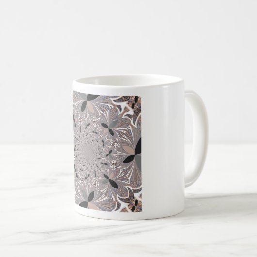 Schöne schöne Asche Grau Kaleidoskop nahtlos Kaffeetasse (VorderseiteRechts)